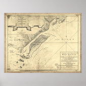 Plan van de Attack Fort Sulivan Map (28 juni 1776) Poster (Voorkant)