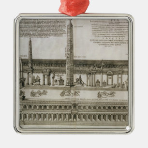 Plan van de Circus Maximus, Rome, gegraveerd door  Metalen Ornament