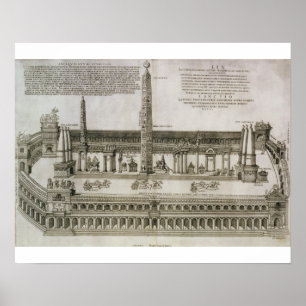 Plan van de Circus Maximus, Rome, gegraveerd door  Poster