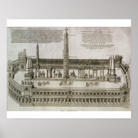 Plan van de Circus Maximus, Rome, gegraveerd door  Poster (Voorkant)