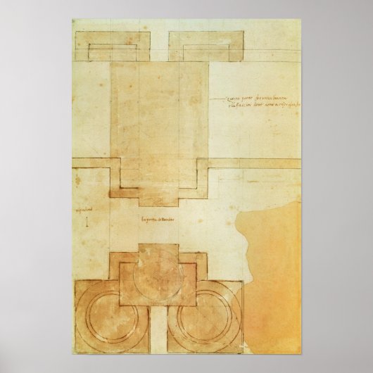 Plan van de drum van de koepel van de kerk poster (Voorkant)