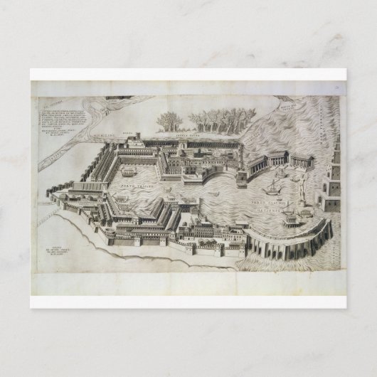 Plan van de haven van Ostia Antica, gegraveerd doo Briefkaart (Voorkant)