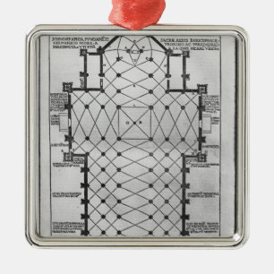 Plan van de kathedraal van Milaan Metalen Ornament