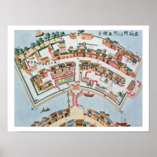 Plan van de Nederlandse Fabriek op het eiland Desi Poster