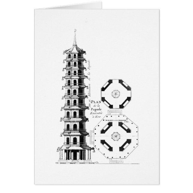 Plan van de Pagoda bij Kew, van Jardins Anglo-Chi (Voorkant)