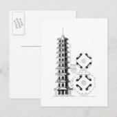 Plan van de Pagoda bij Kew, van Jardins Anglo-Chi Briefkaart (Voorkant / Achterkant)