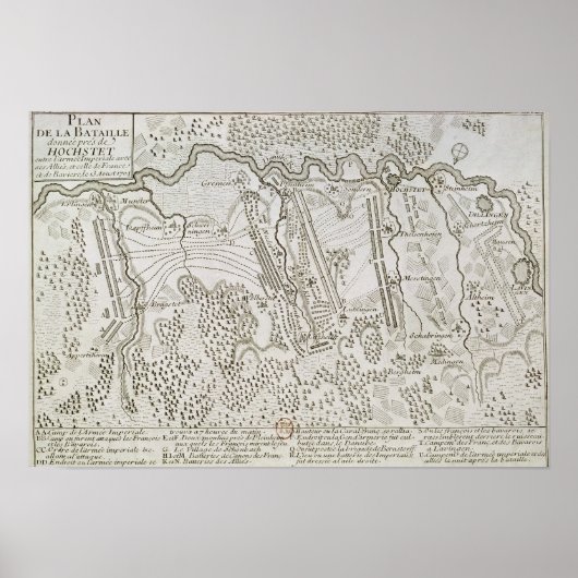 Plan van de slag bij Blenheim tussen het leger Poster (Voorkant)