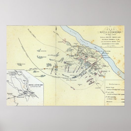 Plan van de Slag bij Cawnpoor Poster (Voorkant)