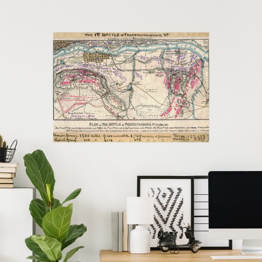 Plan van de slag om Fredericksburg Poster (Thuiskantoor)