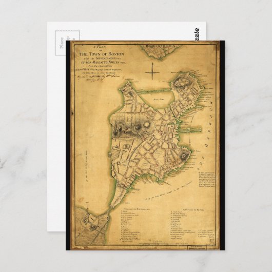 Plan van de stad Boston (1775) Briefkaart (Voorkant / Achterkant)