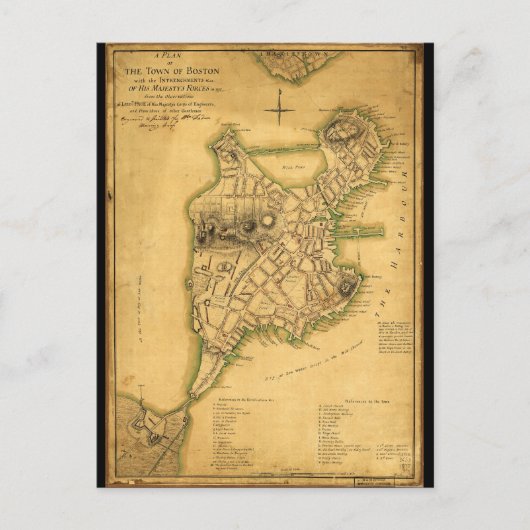 Plan van de stad Boston (1775) Briefkaart (Voorkant)
