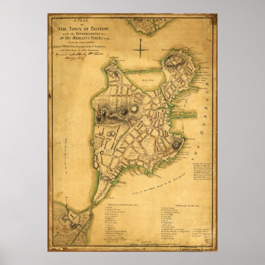 Plan van de stad Boston (1775) Poster (Voorkant)