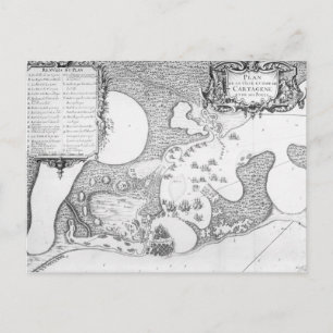 Plan van de stad en de haven van Cartagena Briefkaart