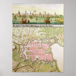 Plan van de stad La Rochelle, 1736 Poster