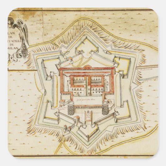 Plan van de stad Milaan Vierkante Sticker (Voorkant)