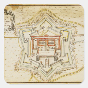 Plan van de stad Milaan Vierkante Sticker