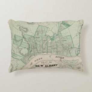 Plan van de stad New Albany, Floyd Co, Indiana Accent Kussen