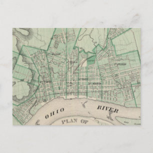 Plan van de stad New Albany, Floyd Co, Indiana Briefkaart