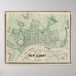 Plan van de stad New Albany, Floyd Co, Indiana Poster