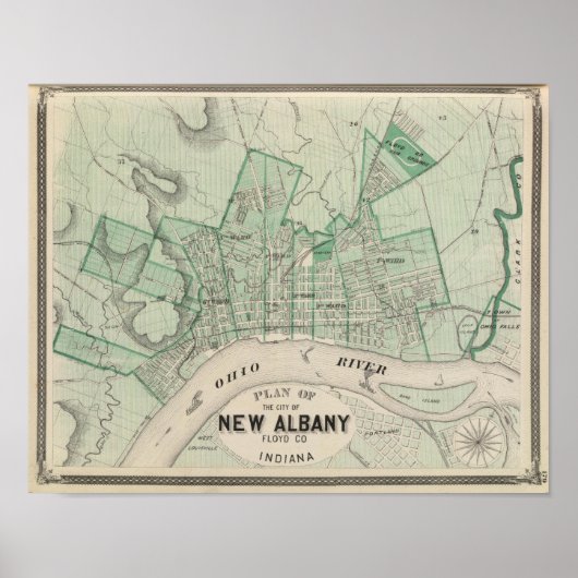 Plan van de stad New Albany, Floyd Co, Indiana Poster (Voorkant)