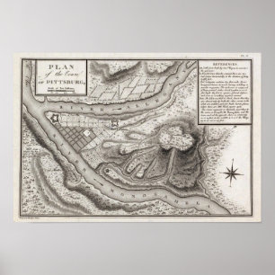 Plan van de stad Pittsburg Poster