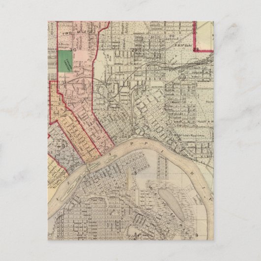 Plan van de stad St. Paul en de omgeving Briefkaart (Voorkant)