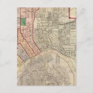 Plan van de stad St. Paul en de omgeving Briefkaart