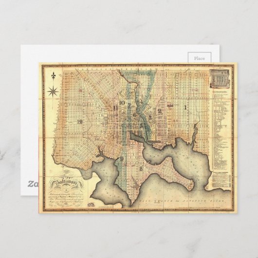 Plan van de Stad van de Kaart van Baltimore (Voorkant / Achterkant)