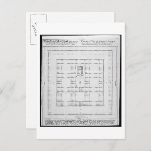 Plan van de tempel van Solomon, Jeruzalem, uit 'En Briefkaart (Voorkant / Achterkant)