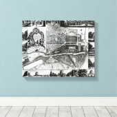 Plan van de tuin en het Uitzicht van de woningen i Canvas Afdruk (Insitu (Houten vloer))