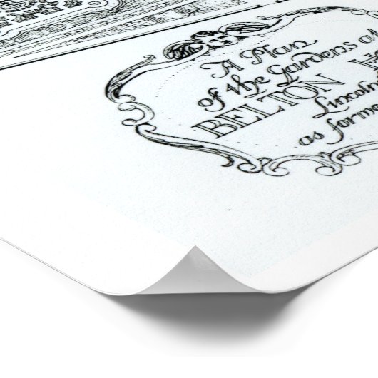 Plan van de tuinen in Belton House, Lincolnshir Poster (Hoek)