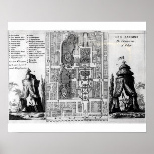 Plan van de tuinen van de keizer van Peking, van Poster