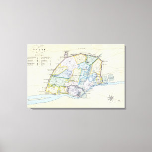 Plan van Delhi 1857-58, gegraveerd door Guyot & Canvas Afdruk
