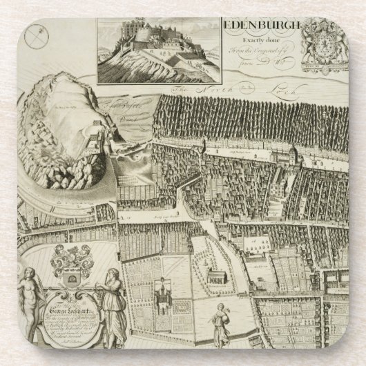 Plan van Edinburgh, pub. door John Smith (c.1652-1 Onderzetter (Voorkant)