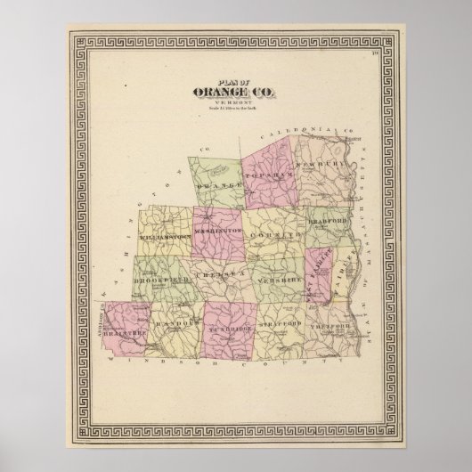 Plan van het Oranje graafschap Vermont Poster (Voorkant)
