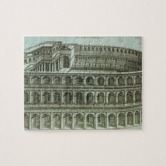 Plan van het theater van Marcellus, Rome, 1558 (en Legpuzzel (Horizontaal)