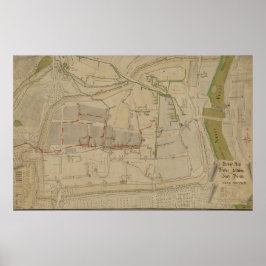 Plan van het watervoorzieningssysteem in Görlitz,  Poster