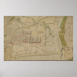 Plan van het watervoorzieningssysteem in Görlitz, Poster
