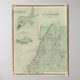Plan van La Fayette met Battle Ground City Poster