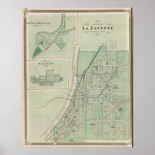 Plan van La Fayette met Battle Ground City Poster (Voorkant)