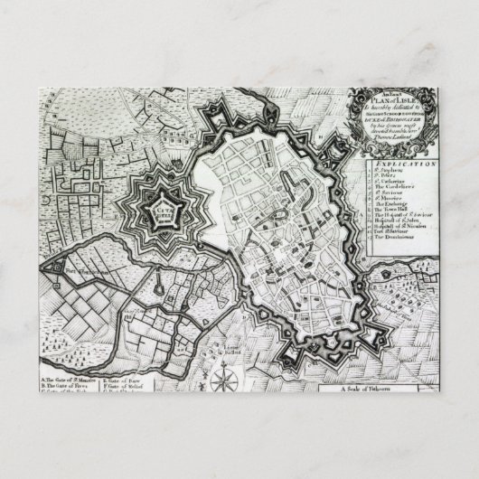 Plan van Lissabon, 1736 Briefkaart (Voorkant)