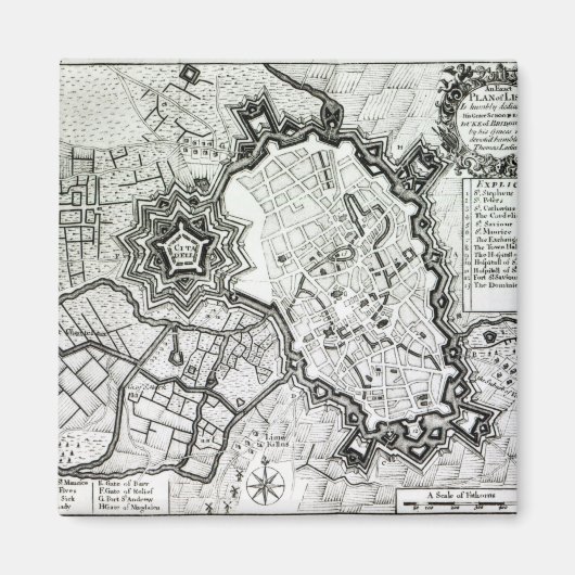 Plan van Lissabon, 1736 Magneet (Voorkant)