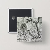 Plan van Lissabon, 1736 Vierkante Button 5,1 Cm (Voorkant /achterkant)