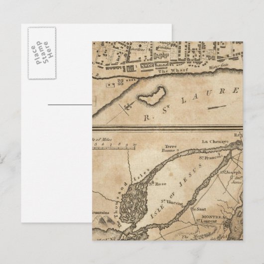 Plan van Montreal, met een kaart van de eilanden (Voorkant / Achterkant)