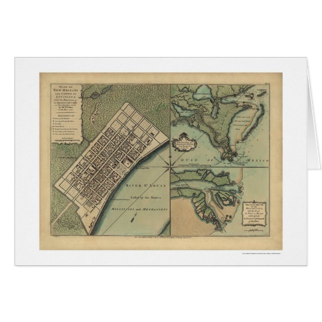 Plan van New Orleans Map 1759 (Voorkant Horizontaal)