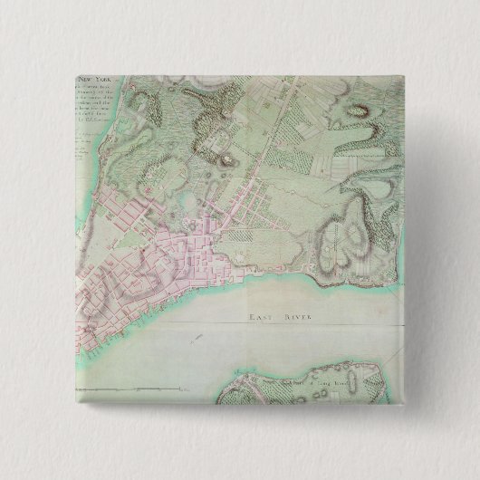 Plan van New York, 1776 Vierkante Button 5,1 Cm (Voorkant)