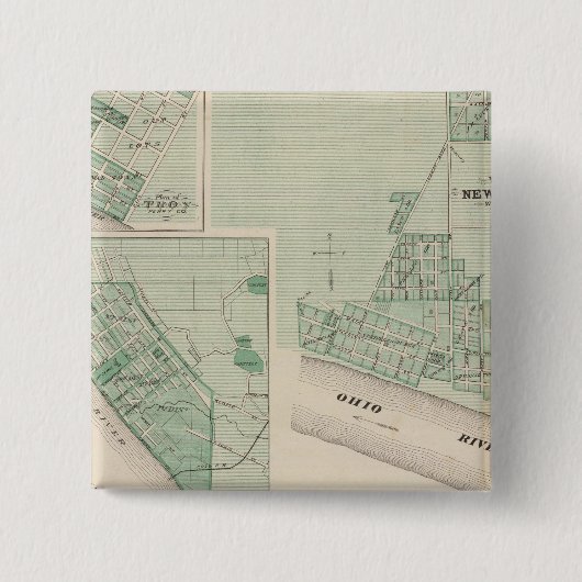 Plan van Newburgh, Warrick Co met Boonville Vierkante Button 5,1 Cm (Voorkant)