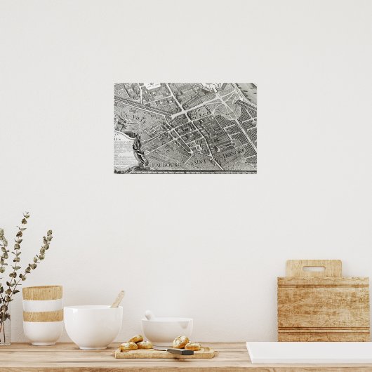 Plan van Parijs, bekend als het "Plan de Turgot" Poster (Keuken)