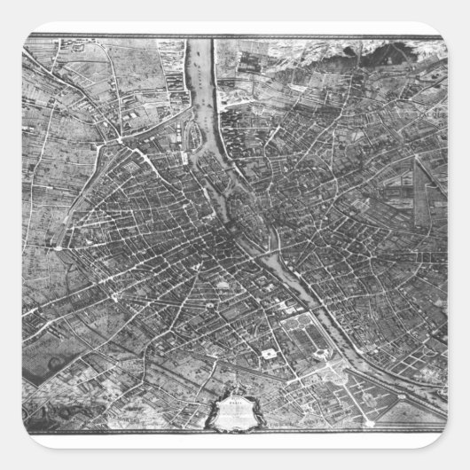 Plan van Parijs, bekend als het "Plan de Turgot" Vierkante Sticker (Voorkant)