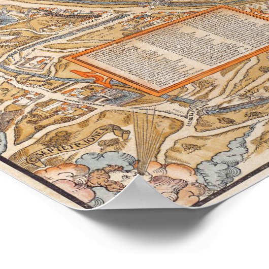 Plan van Parijs door Truschet en Hoyau Circa 1550 Poster (Hoek)